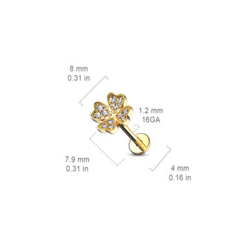 Rose Gold Labret with Jewelled Shamrock - Image 3