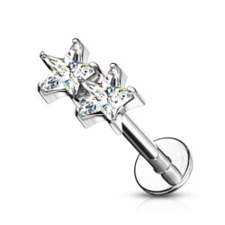 Labret with 2 Clear Stars