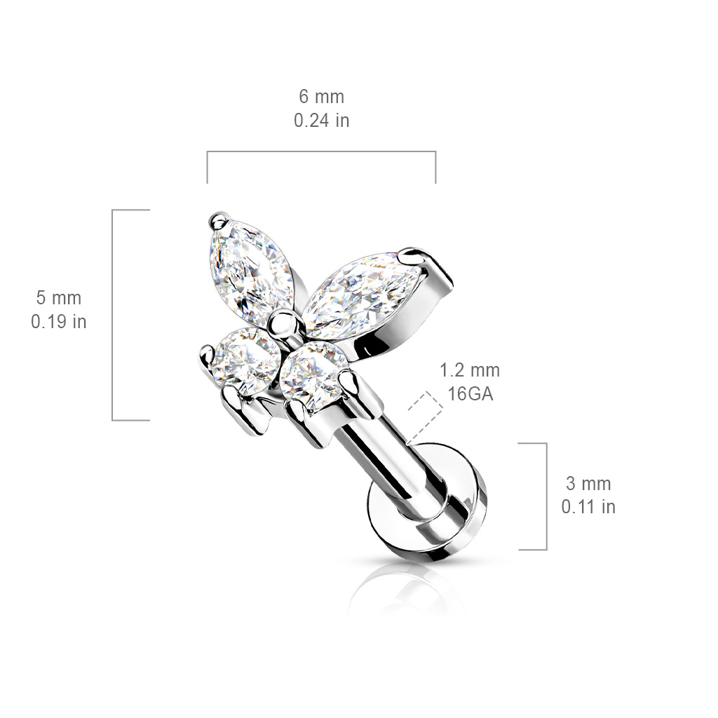 Rose Gold Labret with a Clear CZ Butterfly - Image 4