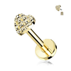 Gold Labret with Embossed Heart