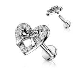 Labret with a Clear CZ Heart