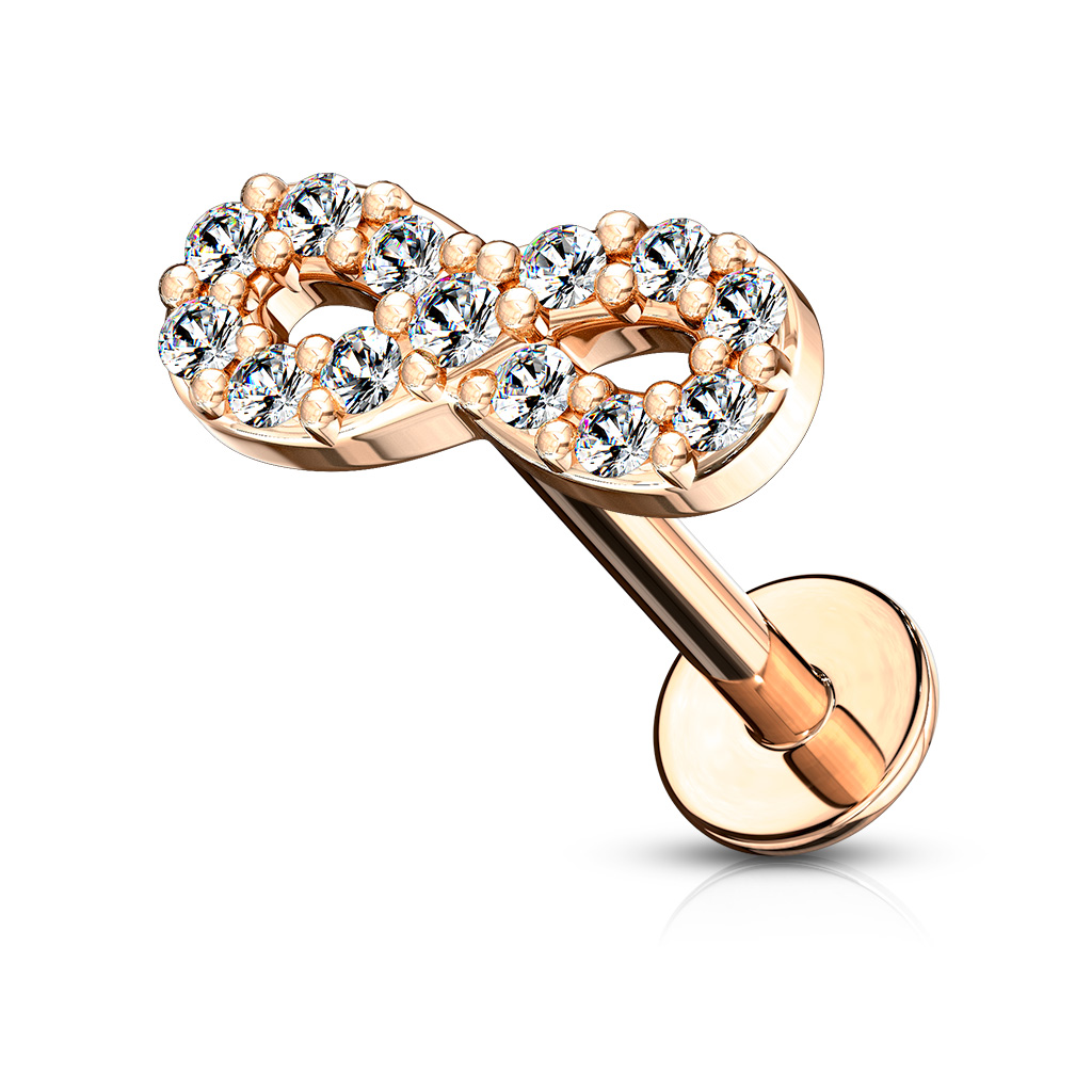 Rose Gold Labret with Clear CZ Infinity