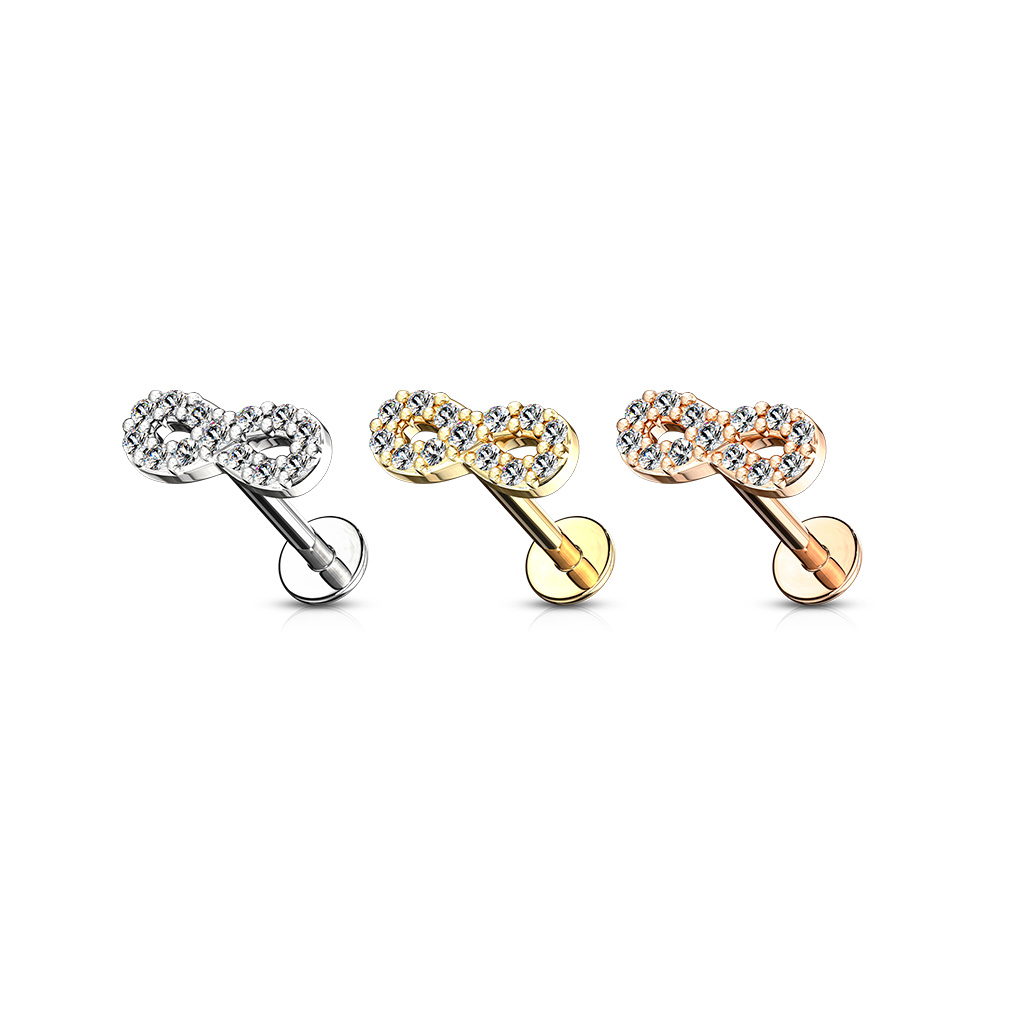 Rose Gold Labret with Clear CZ Infinity - Image 4