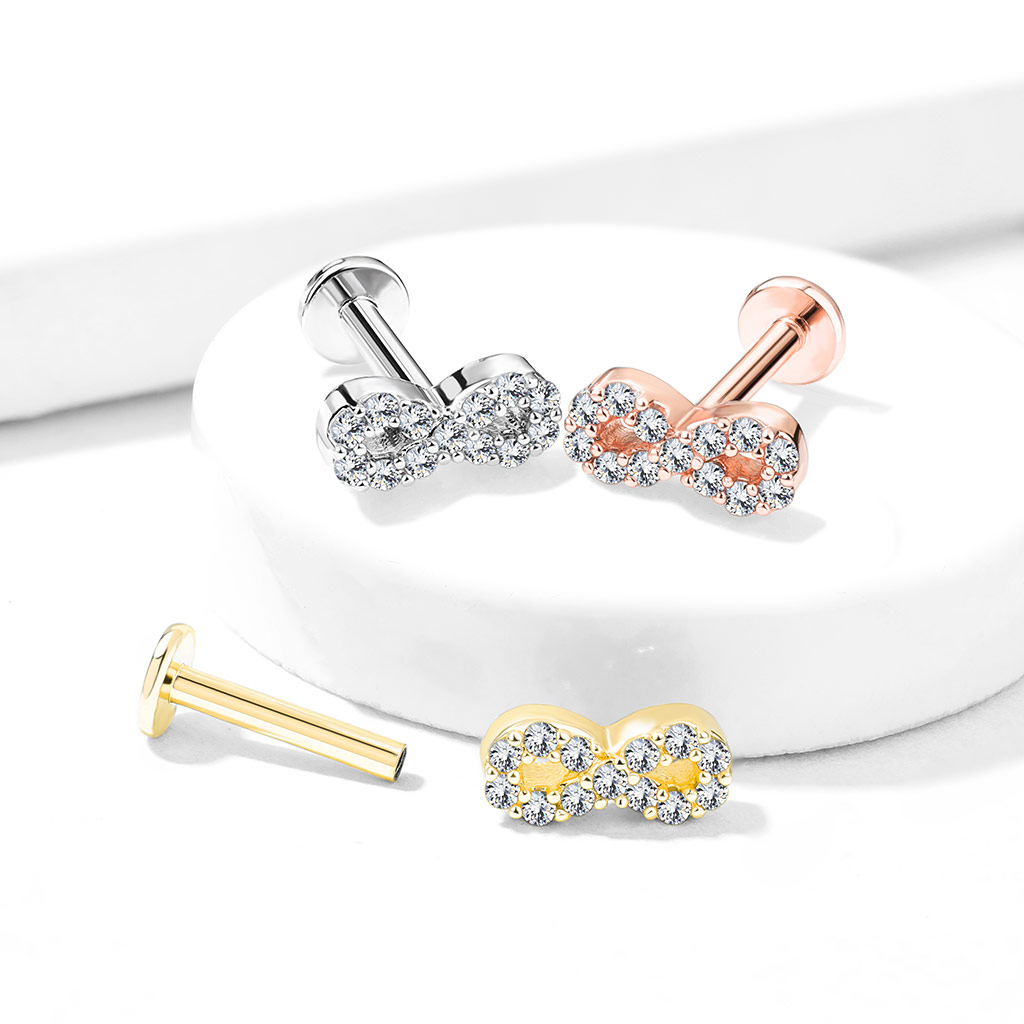 Rose Gold Labret with Clear CZ Infinity - Image 2