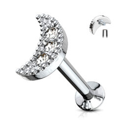 Labret with a Jewelled CZ Moon