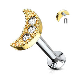 Gold Labret with a Jewelled CZ Moon