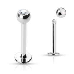 1.6mm Labret with Clear CZ Gem Ball