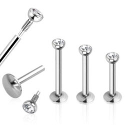 Labret with Internally Threaded Clear CZ Ball