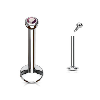 Labret with 2mm Internally Threaded CZ Ball - Image 13