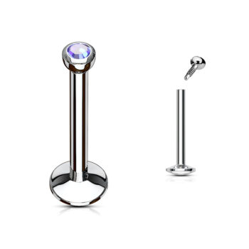 Labret with 2mm Internally Threaded CZ Ball - Image 9