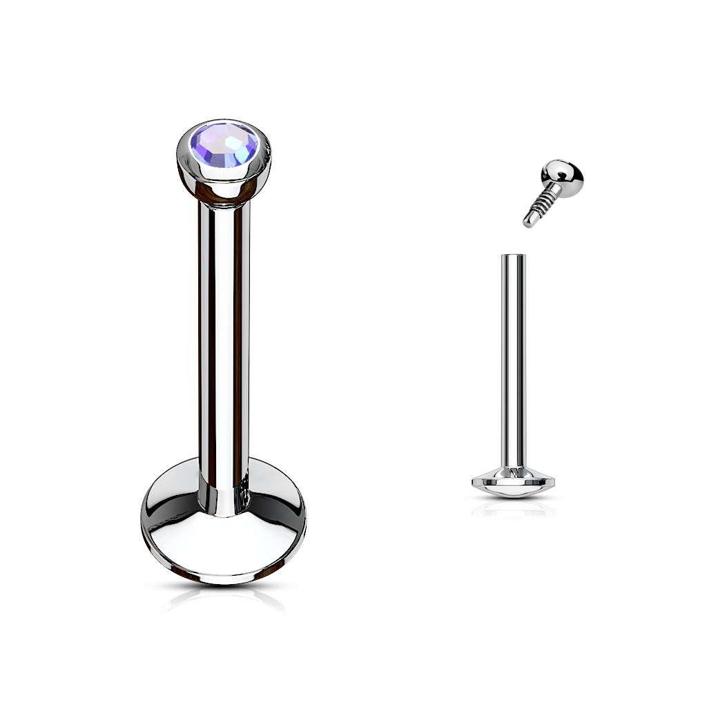 Labret with 2mm Internally Threaded CZ Ball - Image 9