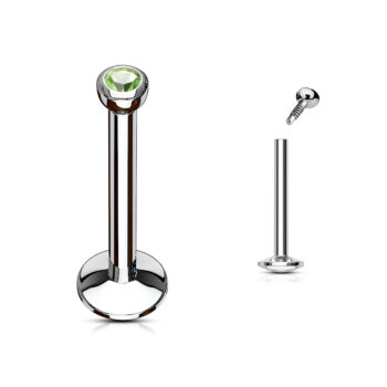 Labret with 2mm Internally Threaded CZ Ball - Image 3