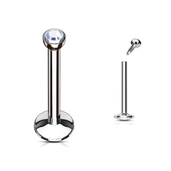 Labret with 2mm Internally Threaded CZ Ball - Image 5