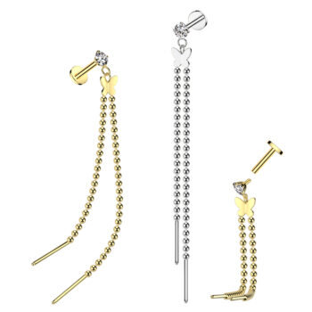 Labret with a Butterfly and Chains Dangle