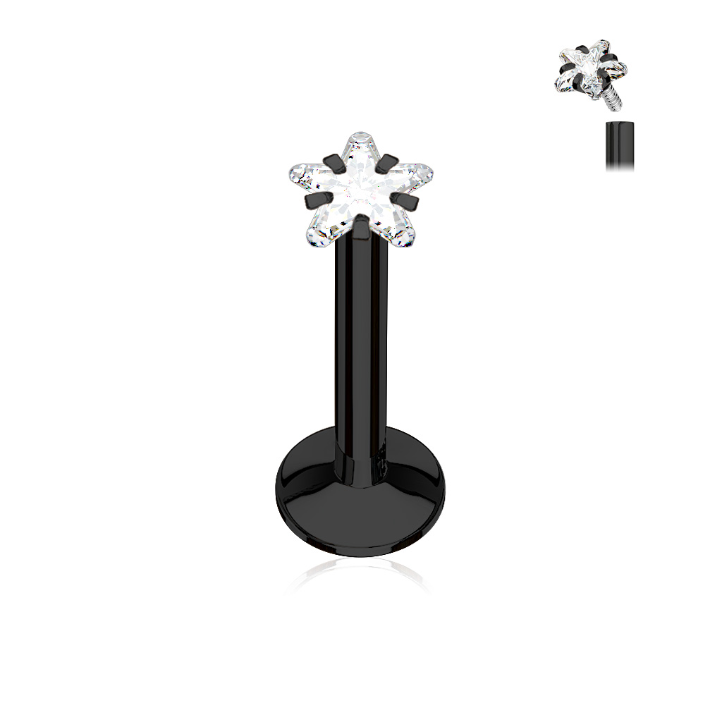 Black Labret with a Clear 3mm Star