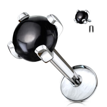 Labret with Black Agate Stone Stud