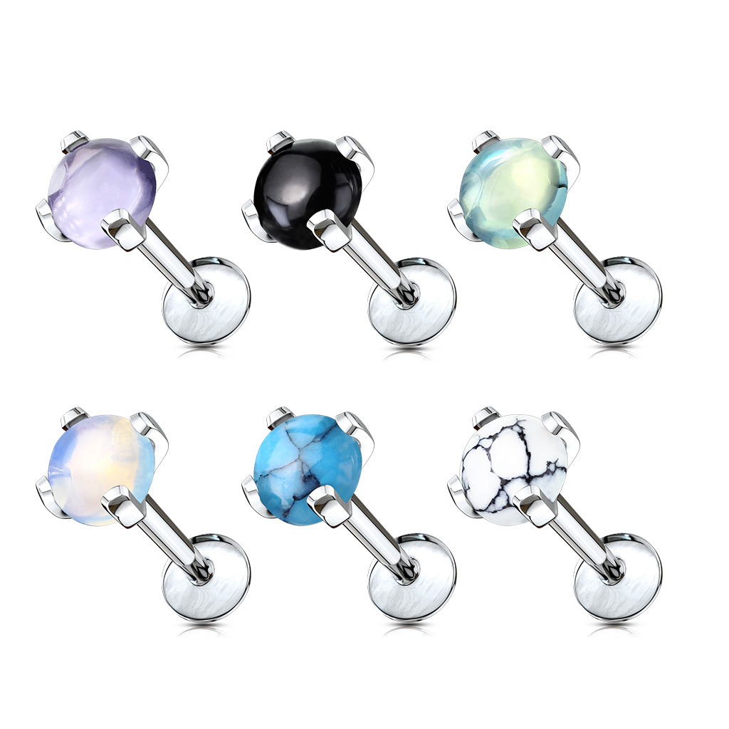 Labret with Black Agate Stone Stud - Image 3