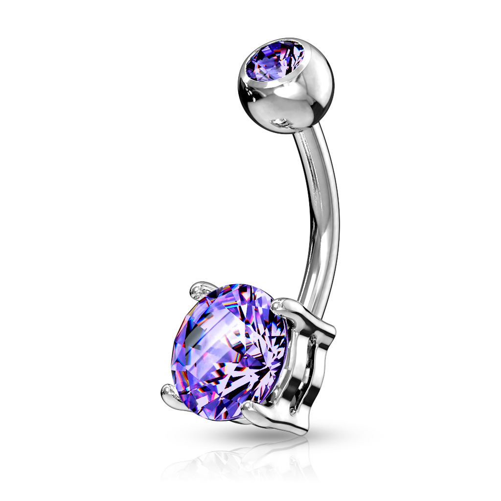 Belly Bar with 7mm CZ Solitare - Image 2