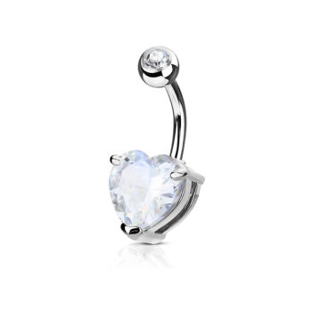 Belly Bar with a 10mm CZ Heart - Image 3