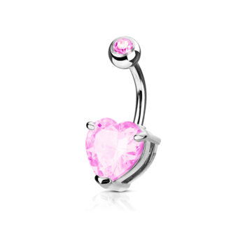 Belly Bar with a 7mm CZ Heart