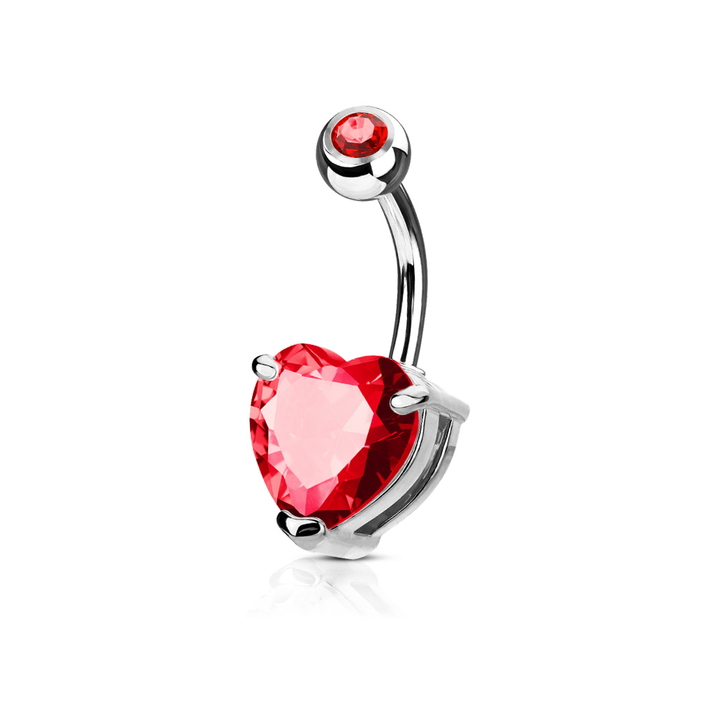 Belly Bar with a 10mm CZ Heart