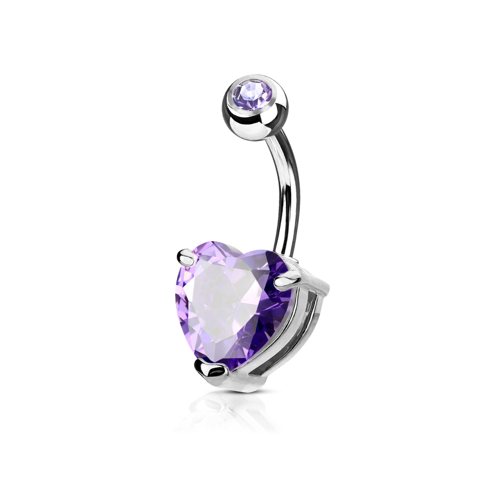 Belly Bar with a 10mm CZ Heart - Image 4