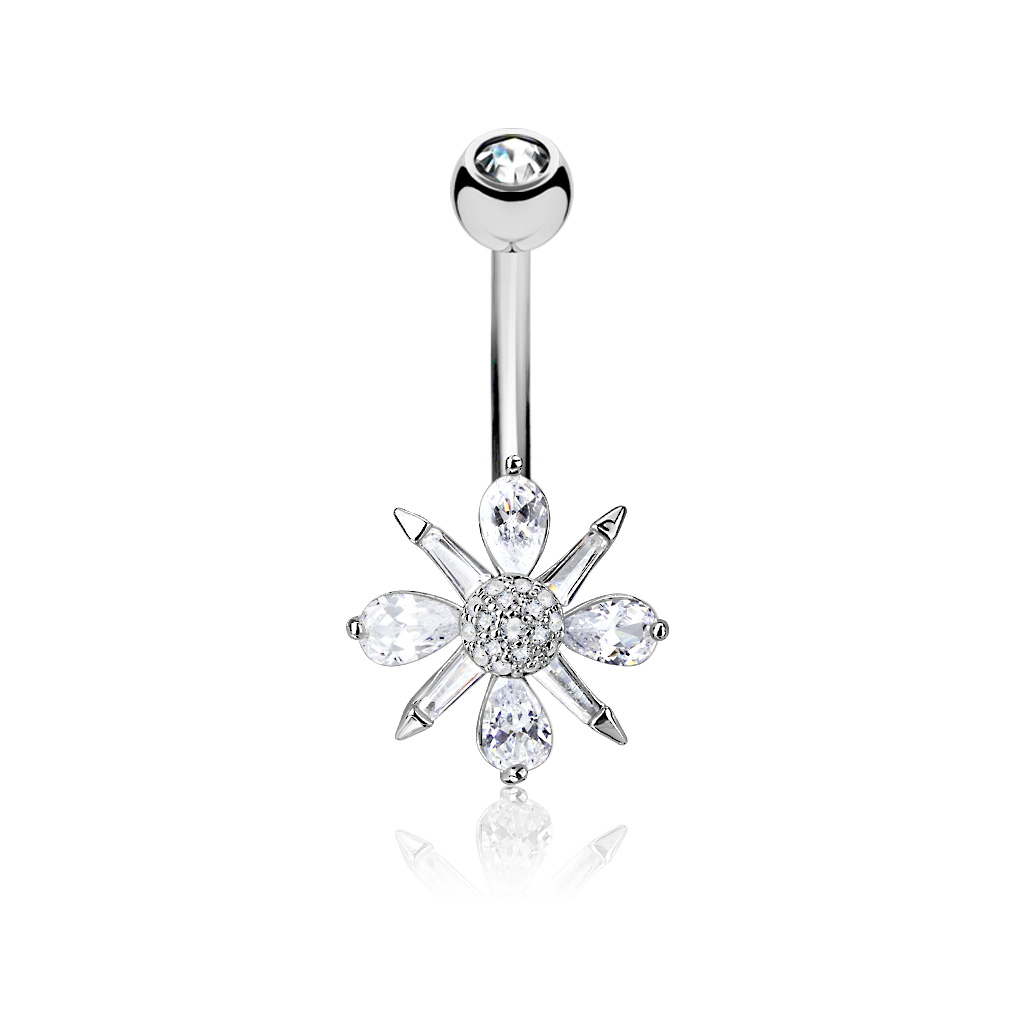Belly Bar with CZ Flower - Image 2