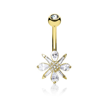 Belly Bar with CZ Flower