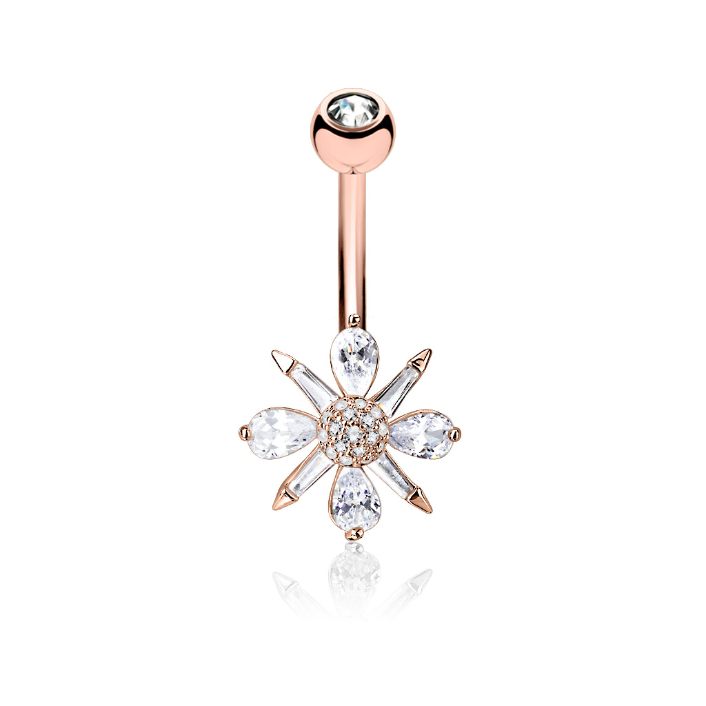 Belly Bar with CZ Flower - Image 3