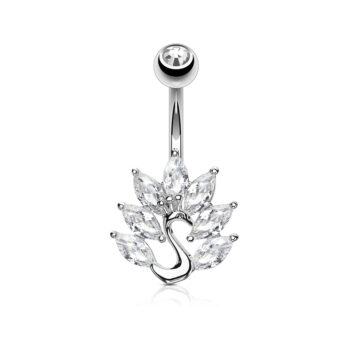 Belly Bar with Marquise CZ Peacock - Image 4