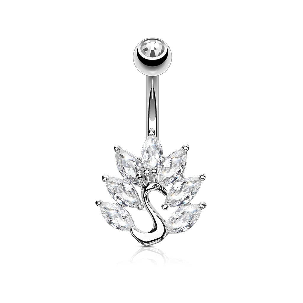Belly Bar with Marquise CZ Peacock - Image 4