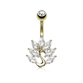 Belly Bar with Marquise CZ Peacock - Image 3