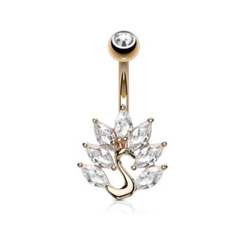 Belly Bar with Marquise CZ Peacock - Image 2