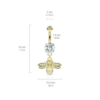 Belly Bar with a Bee Dangle - Image 3