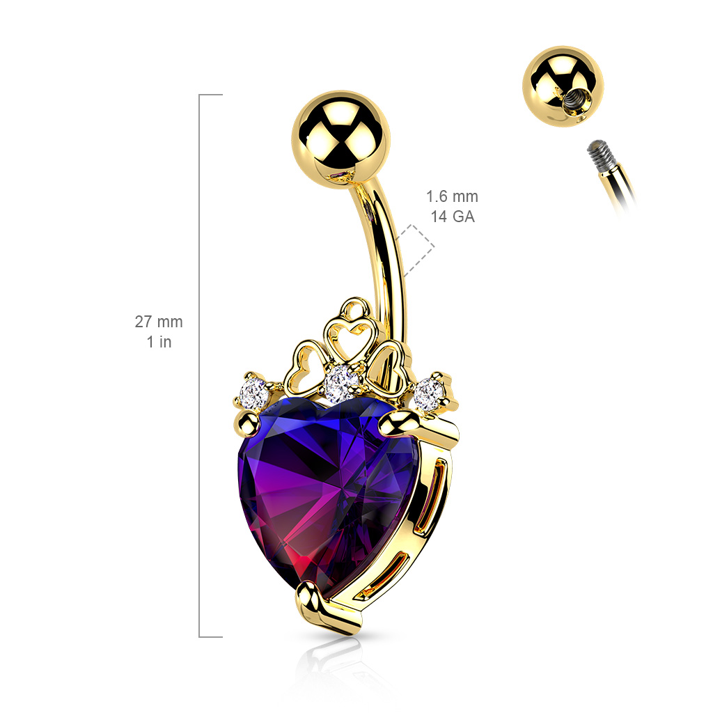 Belly Bar with Heart and Crown of Hearts - Image 3