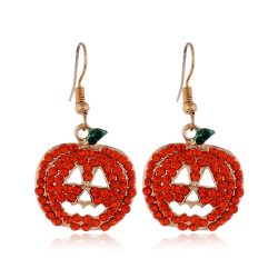 Halloween pumpkin ghost earrings with sparkly CZ gems
