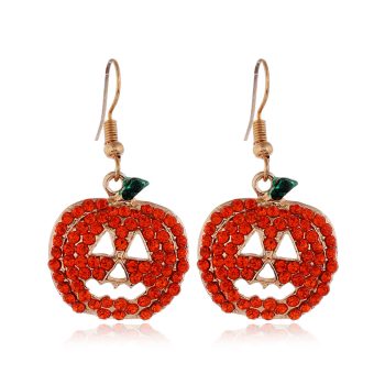 Halloween pumpkin ghost earrings with sparkly CZ gems