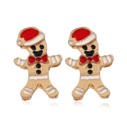 Gingerbread Man Christmas Stud Earrings