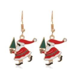 Santa Ice-skating Christmas Dangle Earrings