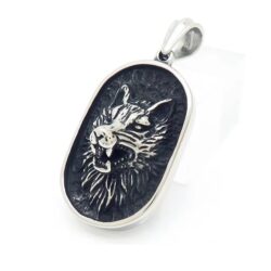 Disc Pendant with a Snarling Wolf