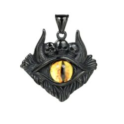 Black Pendant with a Yellow Eye, Skulls and Horns