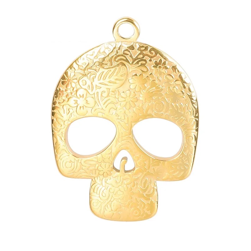 Gold Skull Pendant and Chain