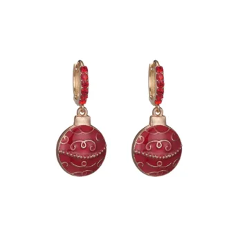 Hoop Earrings with Christmas Ball Decoration Dangle