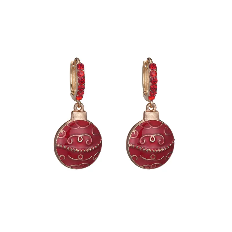 Hoop Earrings with Christmas Ball Decoration Dangle