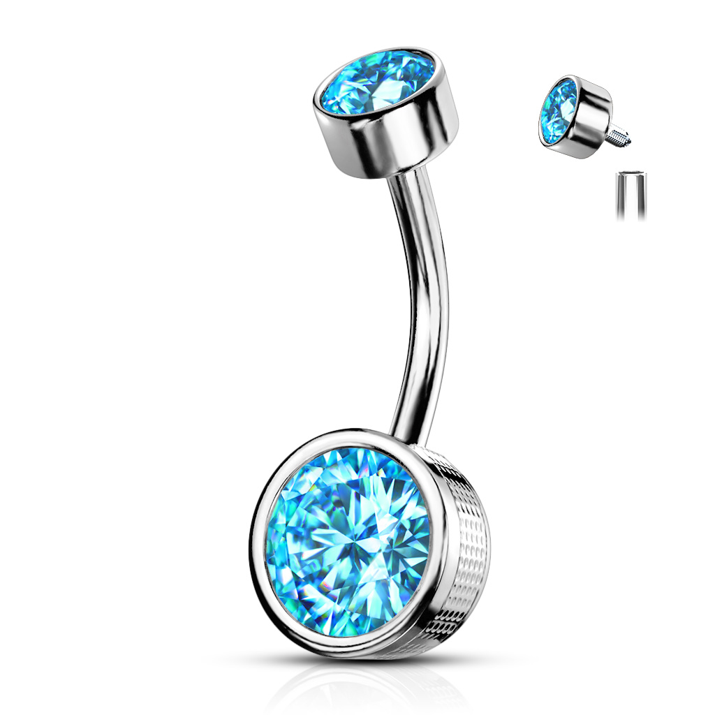 Belly Bar with a Round CZ Gem - Image 4