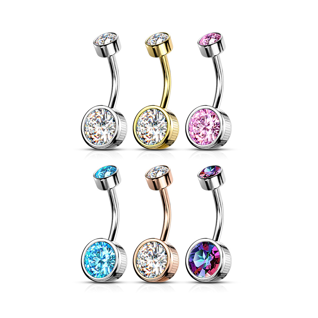 Belly Bar with a Round CZ Gem
