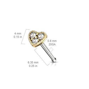 Nose Stud with a CZ Heart - Image 8