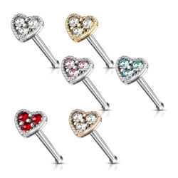 Nose Stud with a CZ Heart