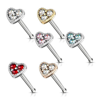 Nose Stud with a CZ Heart