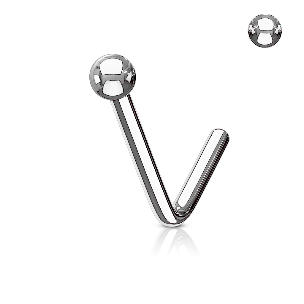 L-Bend Nose Stud with Ball Top